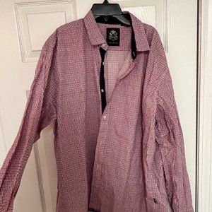 English Laundry Men's Button Down Dress Shirt, Red and Blue Plaid, Size XXL